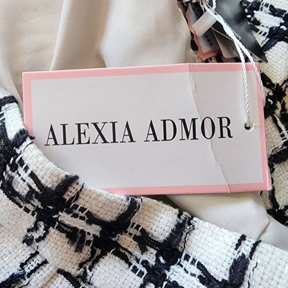 NEW Alexia Admor Womens 6 Skirt Tweed Mini Pencil Ivory Black Preppy Party Twee - Picture 9 of 12